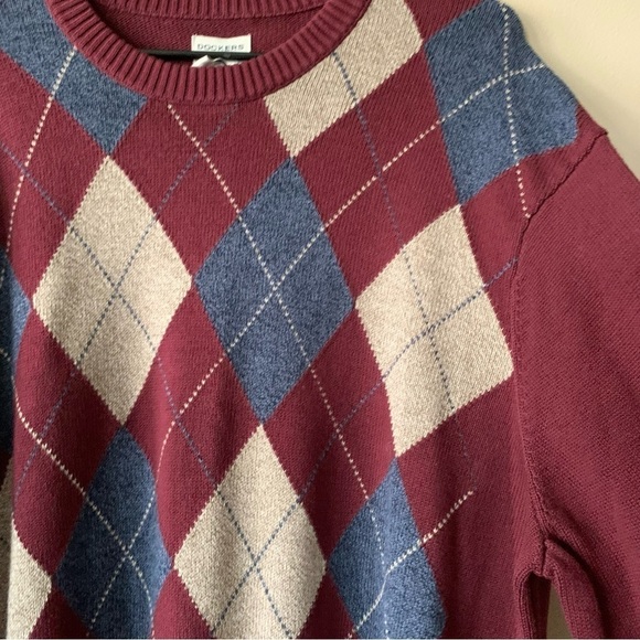 NWT Dockers Maroon Crewneck Argyle Pullover Sweater Size XXL - Picture 4 of 9